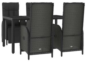 Polyrattan Kerti Étkezőgarnitúra - 5 részes - Fekete