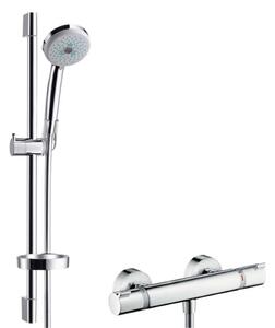 Hansgrohe Croma 100 - Zuhanyszett termosztáttal, 3 fúvókával, 650 mm-es rúd, krómozott 27086000