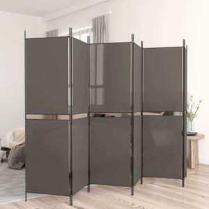 6 paneles antracitszürke szövet térelválasztó 300x180 cm