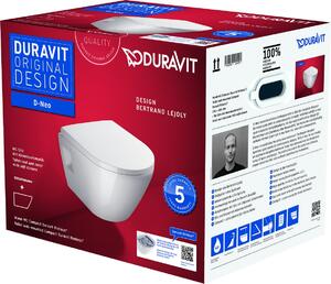 Duravit D-Neo Compact miska WC wisząca Rimless z deską sedesową wolnoopadającą biała 45870900A1