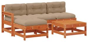 VidaXL Kerti lounge szett 5 pcs Gyantás Barna Fenyő Tömör Fenyőfa