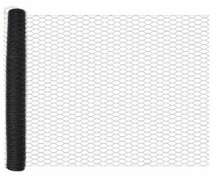 VidaXL Hatszögletű kerítés beton alappal 10 x 0,8 m PVC-bevonatos acél