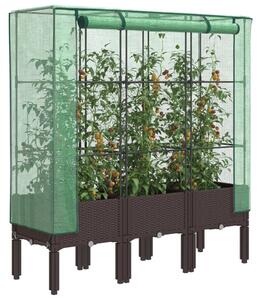 Rattan megjelenésű magaságyás melegháztakaróval 120x40x140 cm