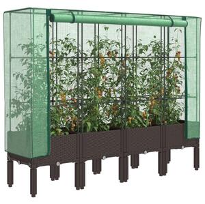 Rattan megjelenésű magaságyás melegháztakaróval 160x40x140 cm