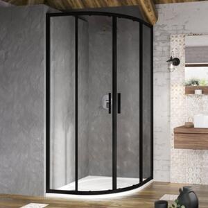 Ravak Blix Slim zuhanykabin 90x90 cm félkör alakú fekete matt/átlátszó üveg X3BM70300Z1