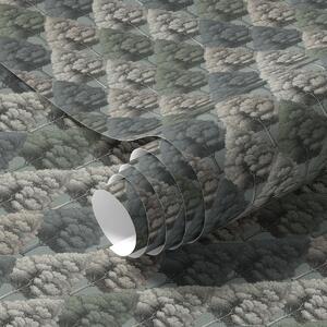 Tapéta Geometrikus erdei minta fákkal zöld színben, Természetes tapétá, a00209 : Uwalls.hu