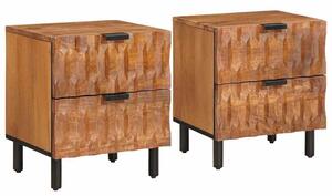 Éjjeliszekrény 2 pcs Barna 40 x 33 x 46 cm Tömör Mangófát