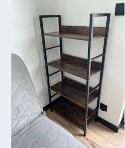 Varberg Loft rusztikus barna könyvespolc fekete fémvázzal – 125 cm