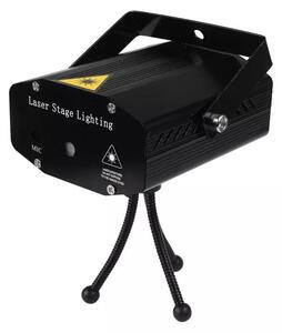 Holografikus lézeres projektor, távirányítóval és hangérzékelővel, piros és zöld LED szín, 1,5 m kábelhosszúság, 12 x 9 x 5,5 cm