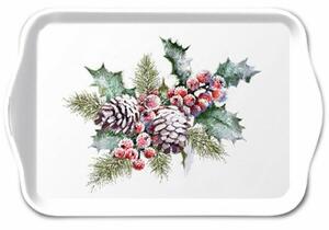 Karácsonyi Műanyag Kistálca Holly And Berries 13x21 cm