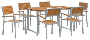 VidaXL Kert étkező szett 7 pcs Szürke és barna 140 x 80 x 75 cm