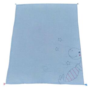 Dínó mintás kék színű gyerek takaró - 120x150 cm