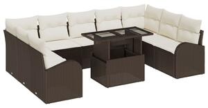 10 darabos Kerti Sofa Szett párnákkal Barna Poli Rattan
