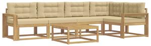 VidaXL Kültéri kanapé szett 6 pcs Fehér és Bézs 79 x 79 x 37 cm