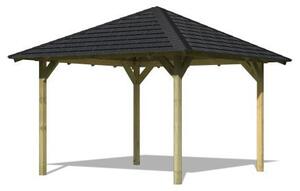 Karibu Cordoba fa kerti pavilon / fekete zsindelytetővel, 289 cm x 289 cm