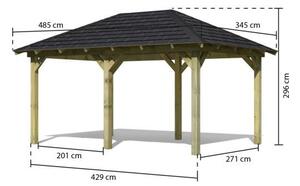 Karibu Perida fa kerti pavilon, fekete zsindelytetővel, 289 cm x 429 cm
