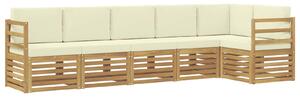 VidaXL Szegmentált kanapé szett 6 pcs Fehér és Krém színű Tömör Akácfa