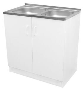 Komplett mosogató szekrény 80x50, nyílóajtós, 2med.tál, fehér front