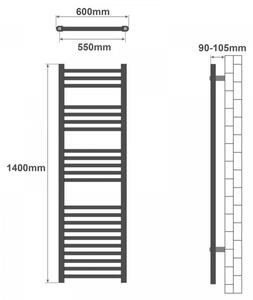 AQUAMARIN Törölközőszárító radiátor 1400 x 600 mm 602 W