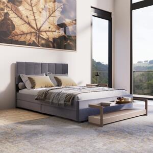 Soria kárpitozott ágy fiókokkal 140 x 200 szürke