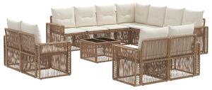 VidaXL Kerti Kanapé Szett 12 pcs Beige és Krémszínű polirattan