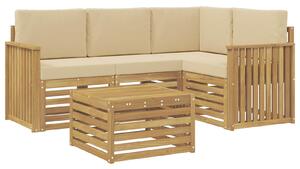 VidaXL Kültéri kanapé szett 5 pcs Fehér és Bézs 59 x 59 x 37 cm