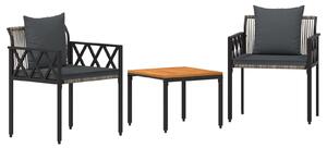 VidaXL Kültéri Bútor Szett 3 pcs Szürke és sötétszürke polirattan