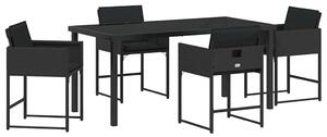VidaXL Kert étkező szett 5 pcs Fekete polirattan