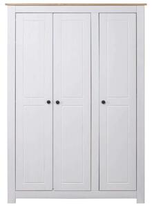 Fehér háromajtós panamafenyő ruhásszekrény 118 x 50 x 171,5 cm