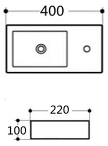 Welland UC-30 pultra építhető mosdókagyló - 40 x 22 cm - fehér (jobb oldali medence)
