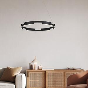 CASTLE modern fekete LED csillár, 60 cm, gyűrű alakú függesztett lámpa