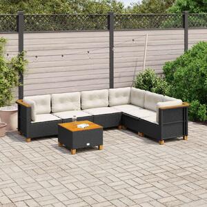 VidaXL Polyrattan Kerti Ülőgarnitúra - 7 részes - Fekete