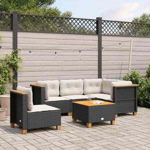 VidaXL 6 részes Kerti Ülőgarnitúra - Fekete Polyrattan