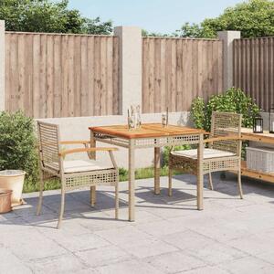 VidaXL Kerti Étkezőgarnitúra - 3 részes - Bézs Polyrattan