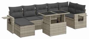VidaXL Polyrattan Kerti Ülőgarnitúra - 8 részes - Világosszürke