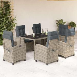 VidaXL Polyrattan Kerti Étkezőgarnitúra - 7 részes - Szürke