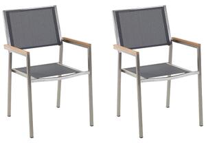 Kerti szék 2 részes készlet Rozsdamentes acél Szürke GROSSETO