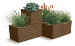 Madera Case ECO Fa Hatású Osztott Virágtartó Láda - Natúr Barna - 77 cm