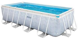 Intex Téglalap alakú medence Chevron 26780NP, szűrőbetét és létra, PVC/acél, 6836 l, szürke/kék, 400x200x100 cm