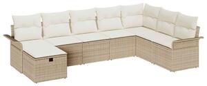VidaXL Kerti Kanapé Szett párnával 8 pcs Beige és krém polirattan
