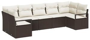 VidaXL Kanapé Szett párnával 7 pcs Barna polirattan