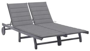 VidaXL Dupla Napozóágy - Akácfa - Szürke - 200cm