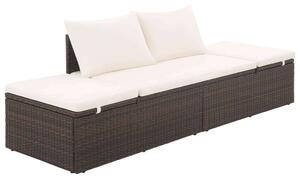 VidaXL Napozóágy - Polyrattan - Barna - 195x60 cm