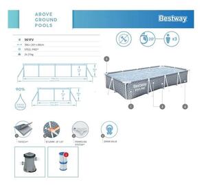 Bestway Steel Pro acélvázas medence szett 366×201×66 cm, 4000 l, pumpával