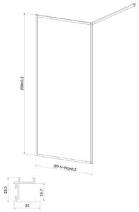 Cersanit Larga zuhanykabin fal walk-in 90 cm króm fényes/átlátszó üveg S932-135