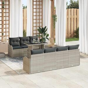 VidaXL Kerti Kanapé Szett párnával 8 pcs Világosszürke Poli rattan