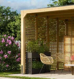 Karibu Cubus Kocka pavilon lécezett oldalfal / természetes fa hátsó fal, 295 × 227 cm