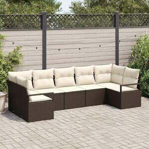 VidaXL Kanapé Szett párnával 7 pcs Barna polirattan