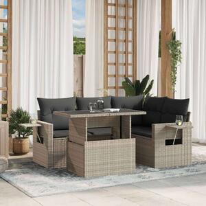 VidaXL Polyrattan Kerti Ülőgarnitúra - 5 részes, Világosszürke
