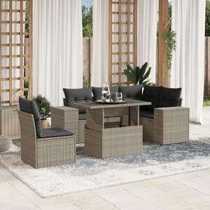 VidaXL Polyrattan Kerti Ülőgarnitúra - 6 részes, Világosszürke